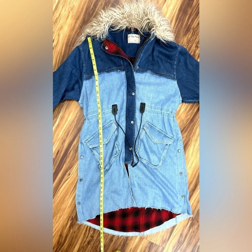 New Free People Days To Come Denim Parka Jacket Coat - Picture 6 of 7